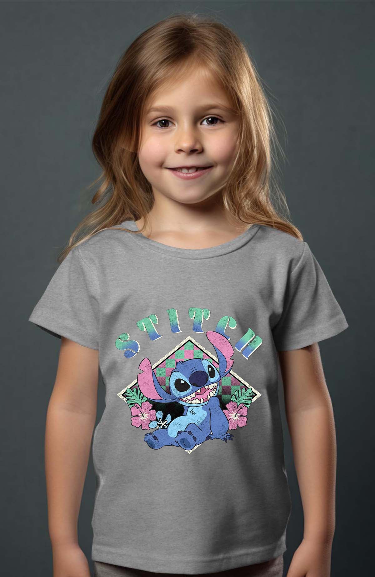 COULEUR:Gris|T-shirt Fille | Stitch JB Gris