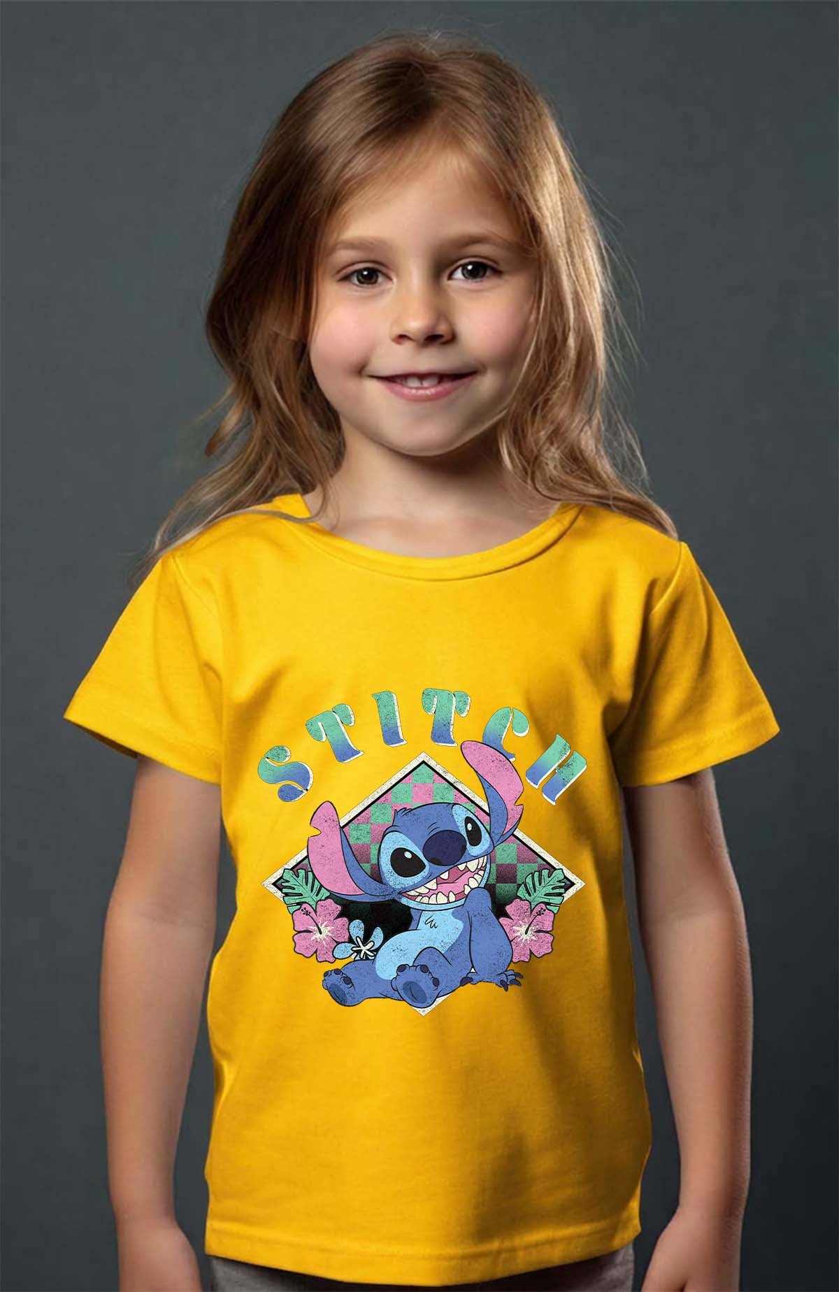 COULEUR:Jaune|T-shirt Fille | Stitch JB Jaune