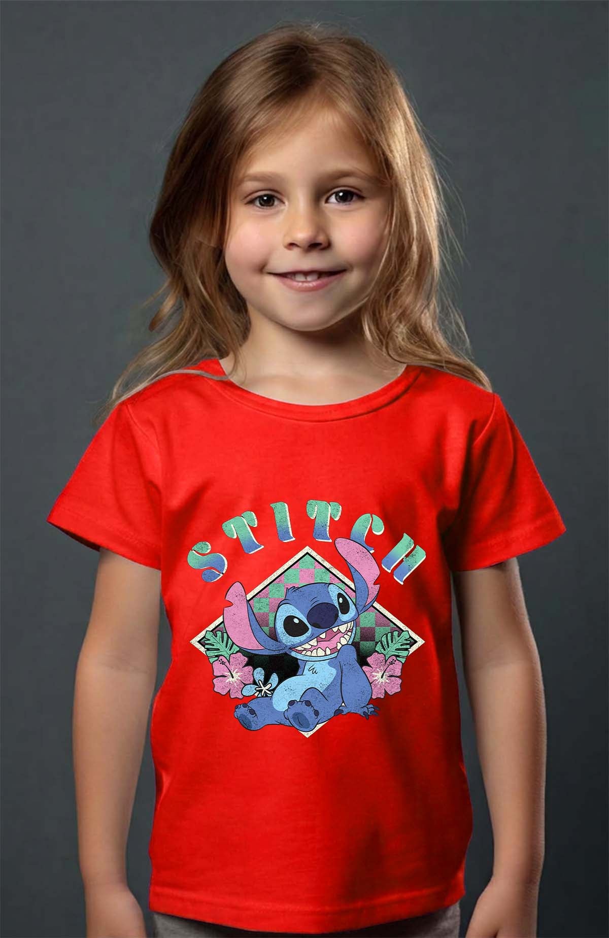 COULEUR:Rouge|T-shirt Fille | Stitch JB Rouge