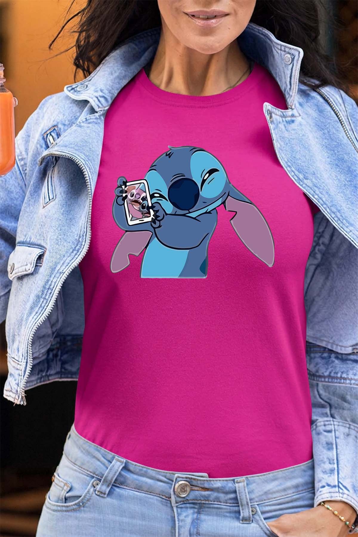 COULEUR:Fuchsia|T-shirt Femme | Stitch Mobile Fuchsia