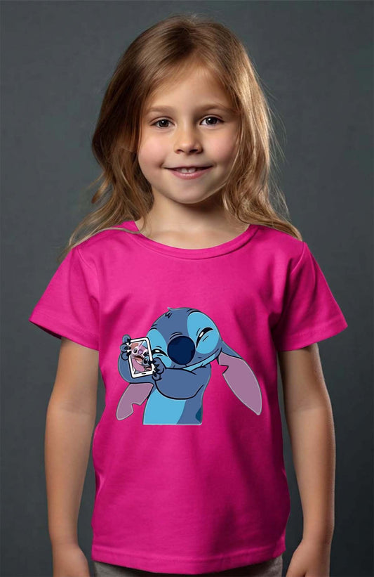 COULEUR:Fuchsia|T-shirt Fille | Stitch Mobile Fuchsia