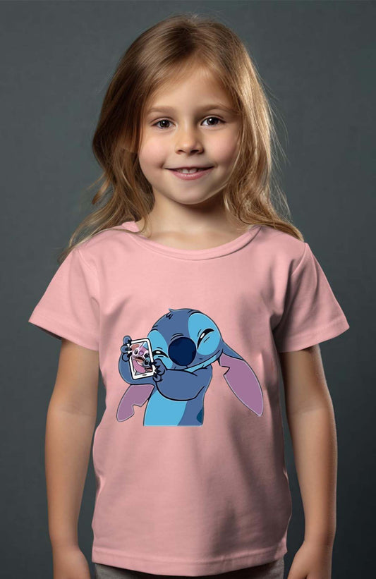 COULEUR:Rose|T-shirt Fille | Stitch Mobile Rose