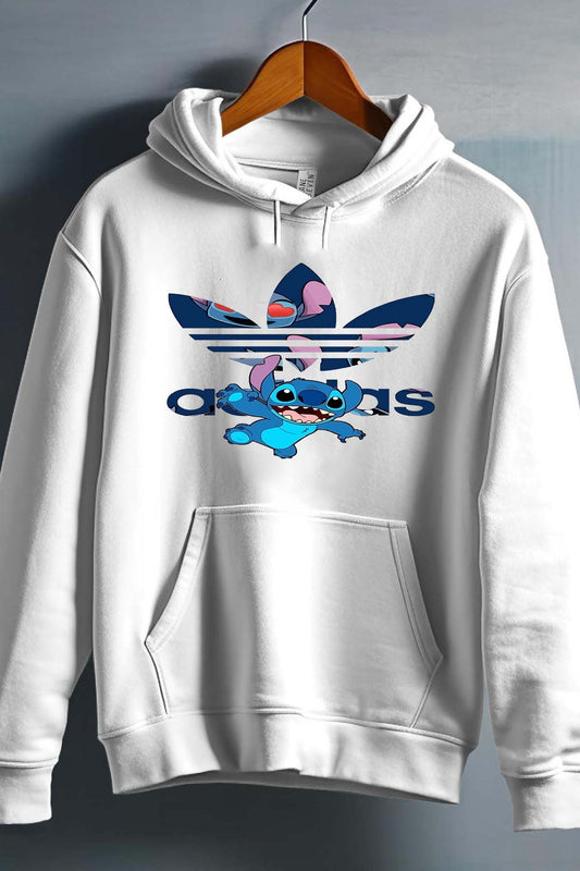 COULEUR:Blanc|Sweat Capuche Garçon | Stitch Patern Adid Blanc