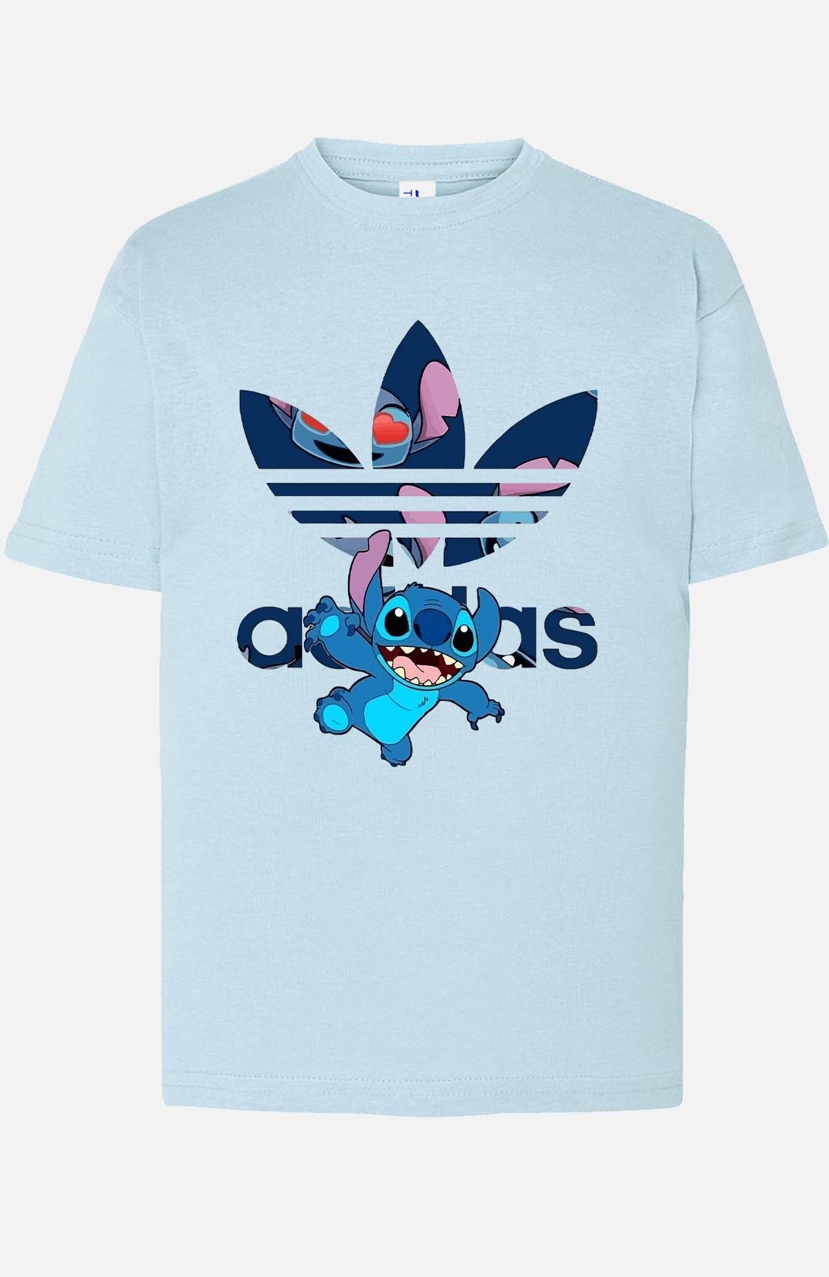 COULEUR:Bleu Ciel|T-shirt Garçon | Stitch Patern Adid Bleu Ciel