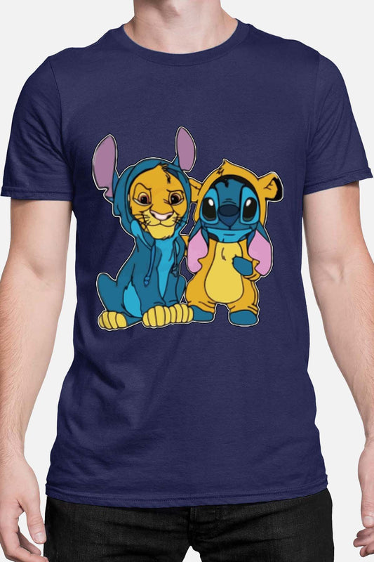 COULEUR:Marine|T-shirt Homme | Stitch & Simba déguisé Marine