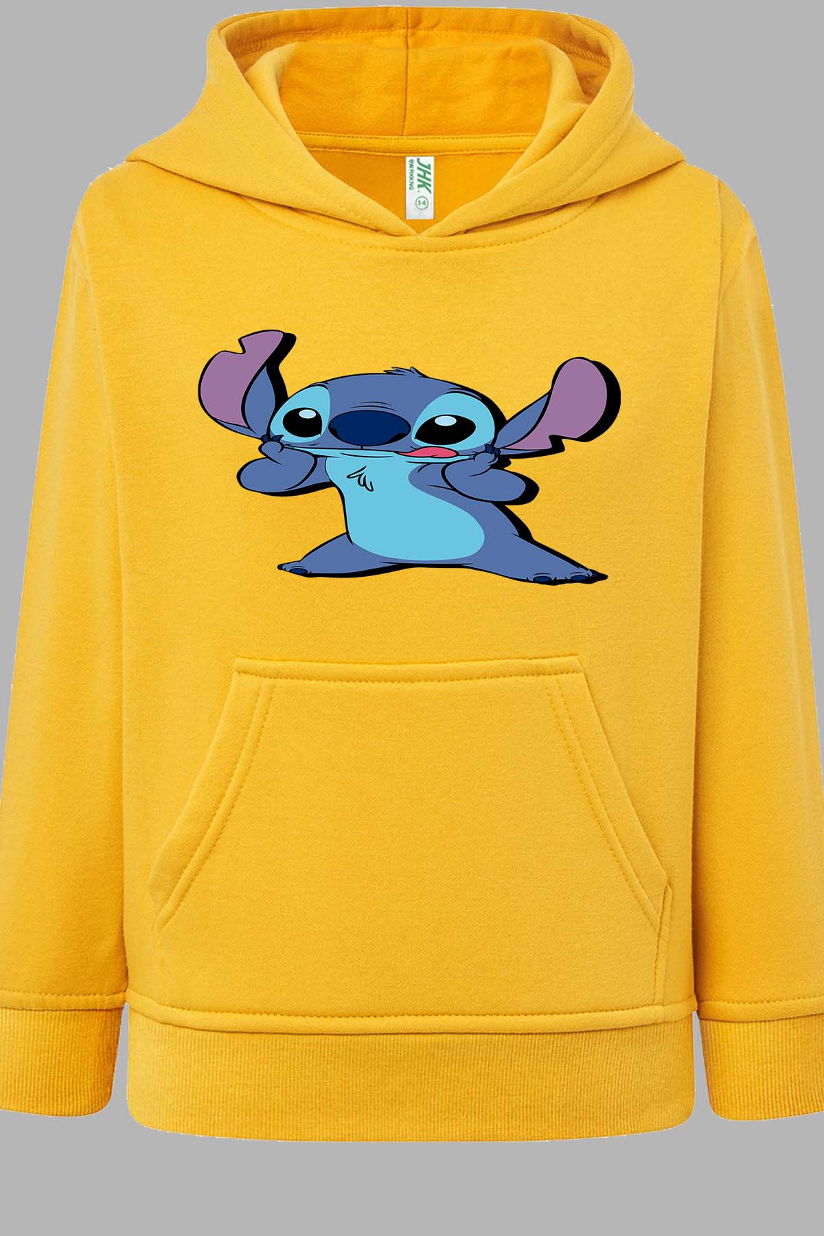 COULEUR:Jaune|Sweat Capuche Fille | Stitch Tongue Jaune