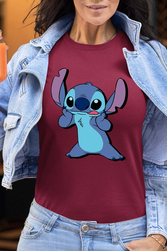 COULEUR:Bordeaux|T-shirt Femme | Stitch Tongue Bordeaux