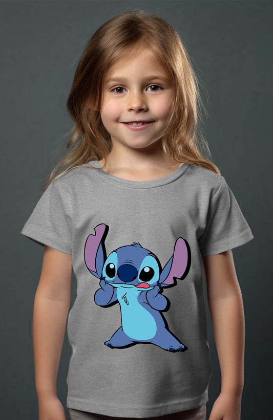 COULEUR:Gris|T-shirt Fille | Stitch Tongue Gris