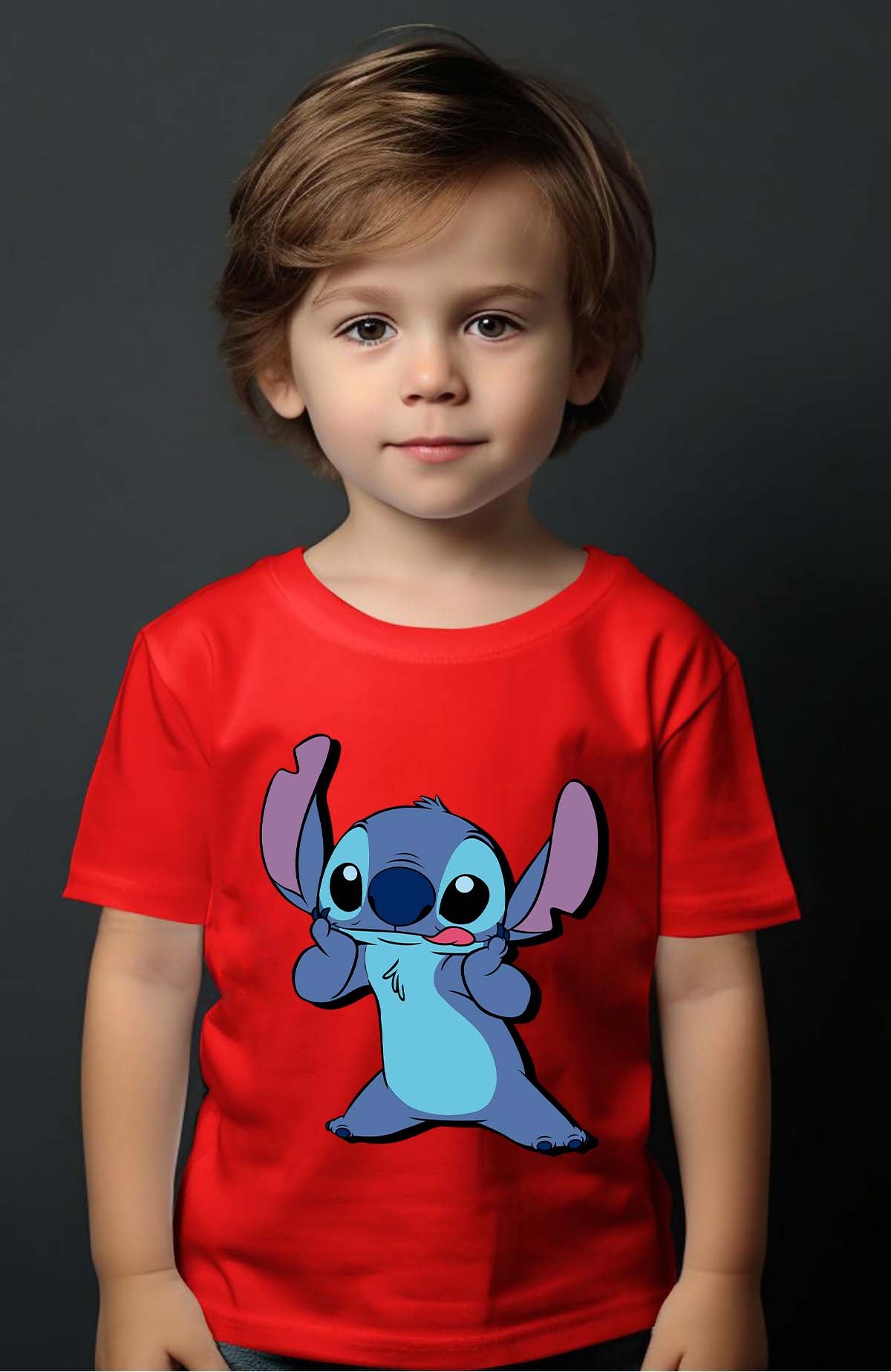 COULEUR:Rouge|T-shirt Garçon | Stitch Tongue Rouge