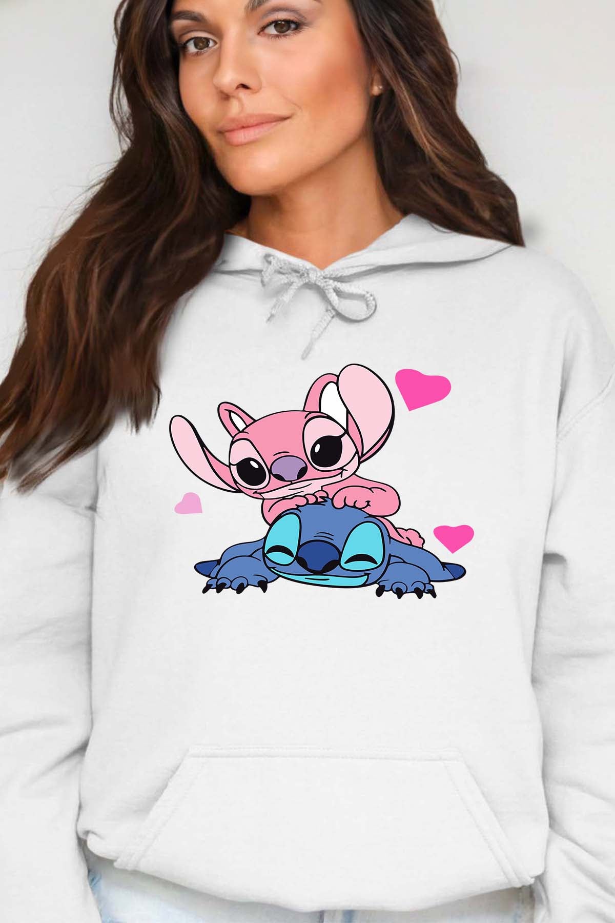 COULEUR:Blanc|Sweat Capuche Femme | Stitch bundle 209 Blanc