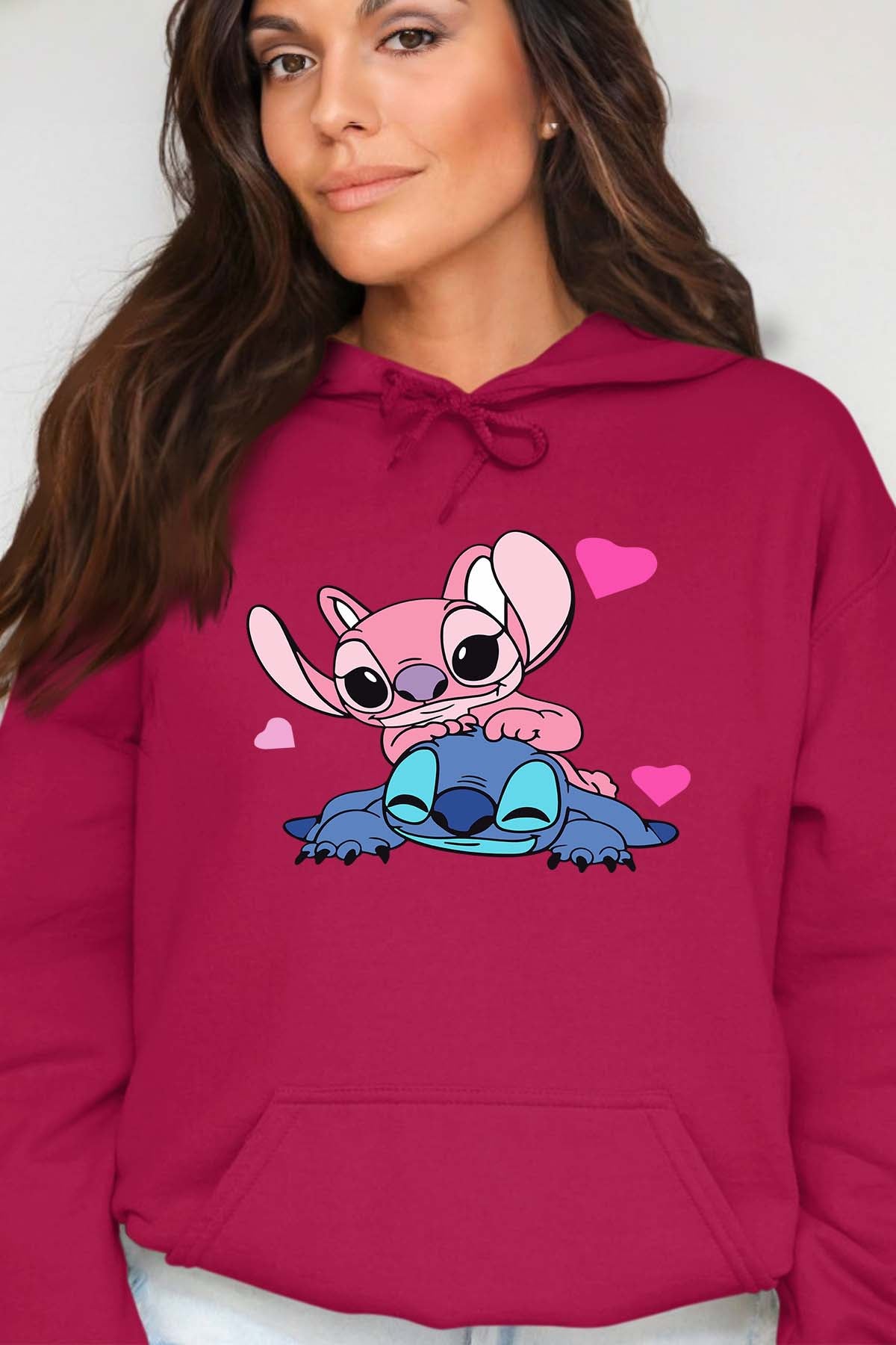 COULEUR:Bordeaux|Sweat Capuche Femme | Stitch bundle 209 Bordeaux