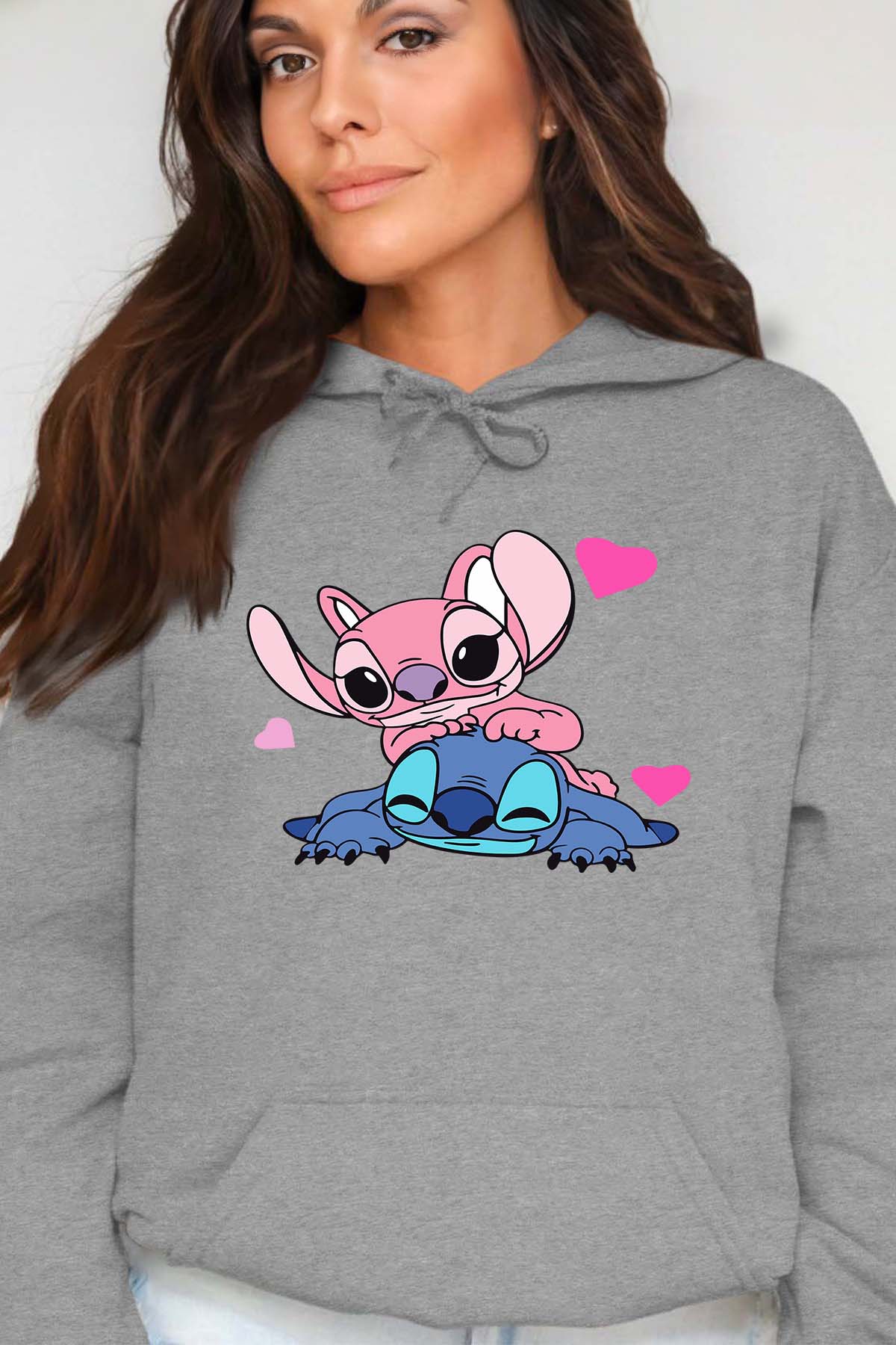 COULEUR:Gris|Sweat Capuche Femme | Stitch bundle 209 Gris