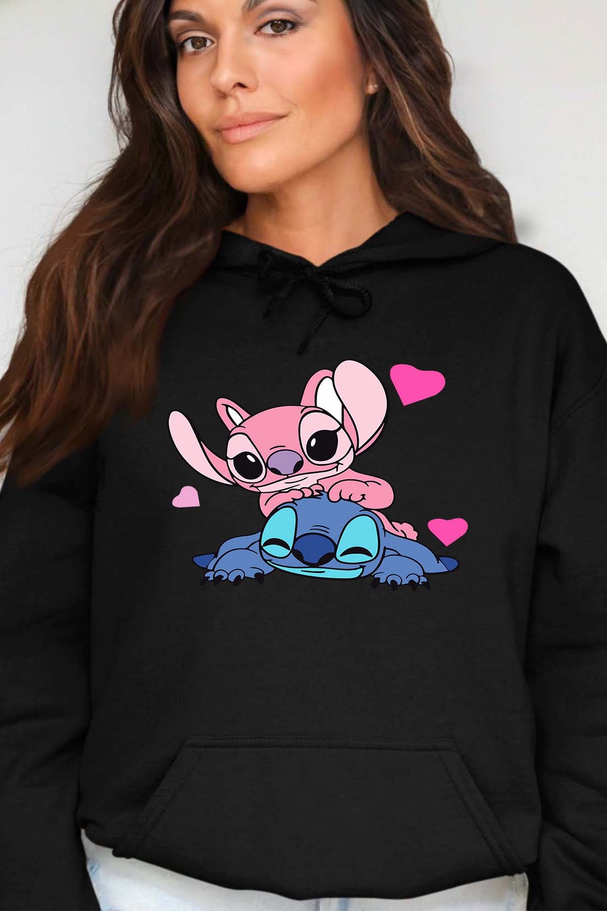 COULEUR:Noir|Sweat Capuche Femme | Stitch bundle 209 Noir