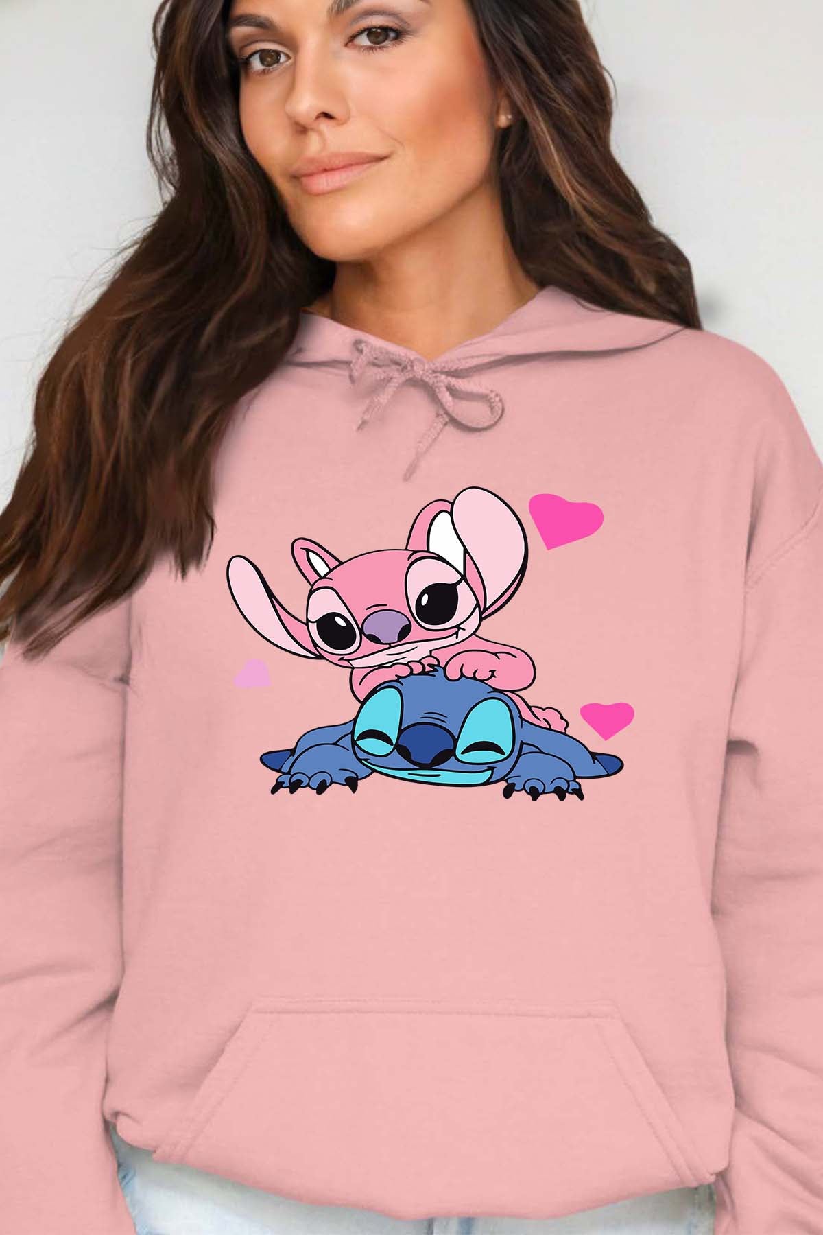 COULEUR:Rose|Sweat Capuche Femme | Stitch bundle 209 Rose