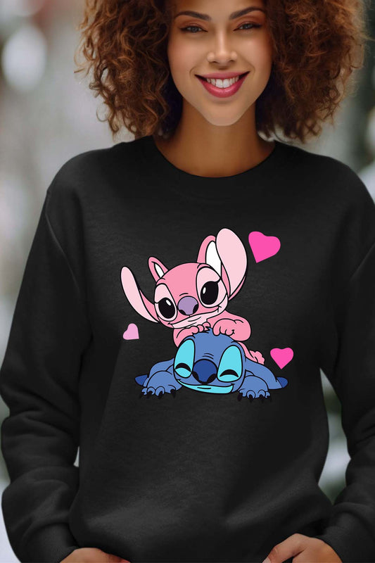 COULEUR:Noir|Sweat Col Rond Femme | Stitch bundle 209 Noir