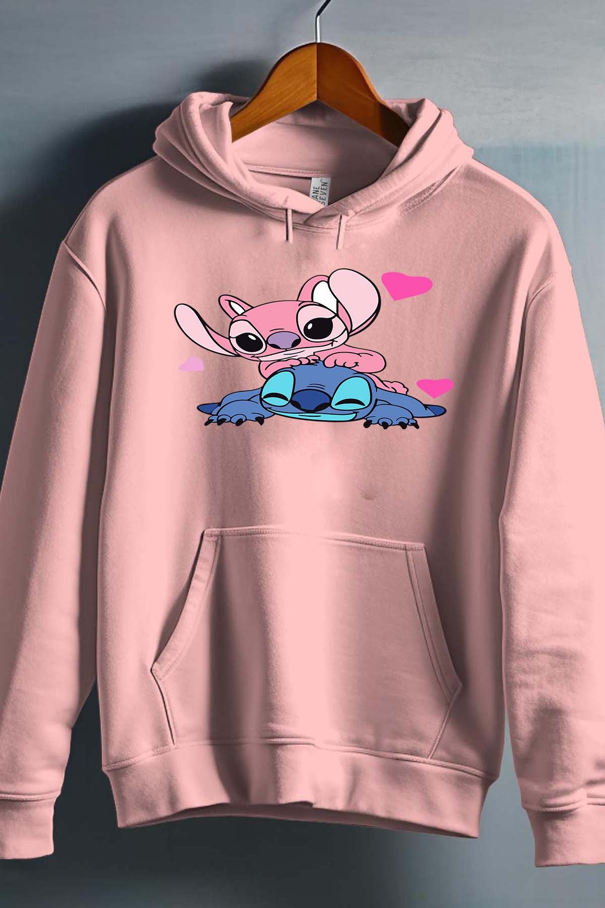 COULEUR:Rose|Sweat Capuche Fille | Stitch bundle 209 Rose