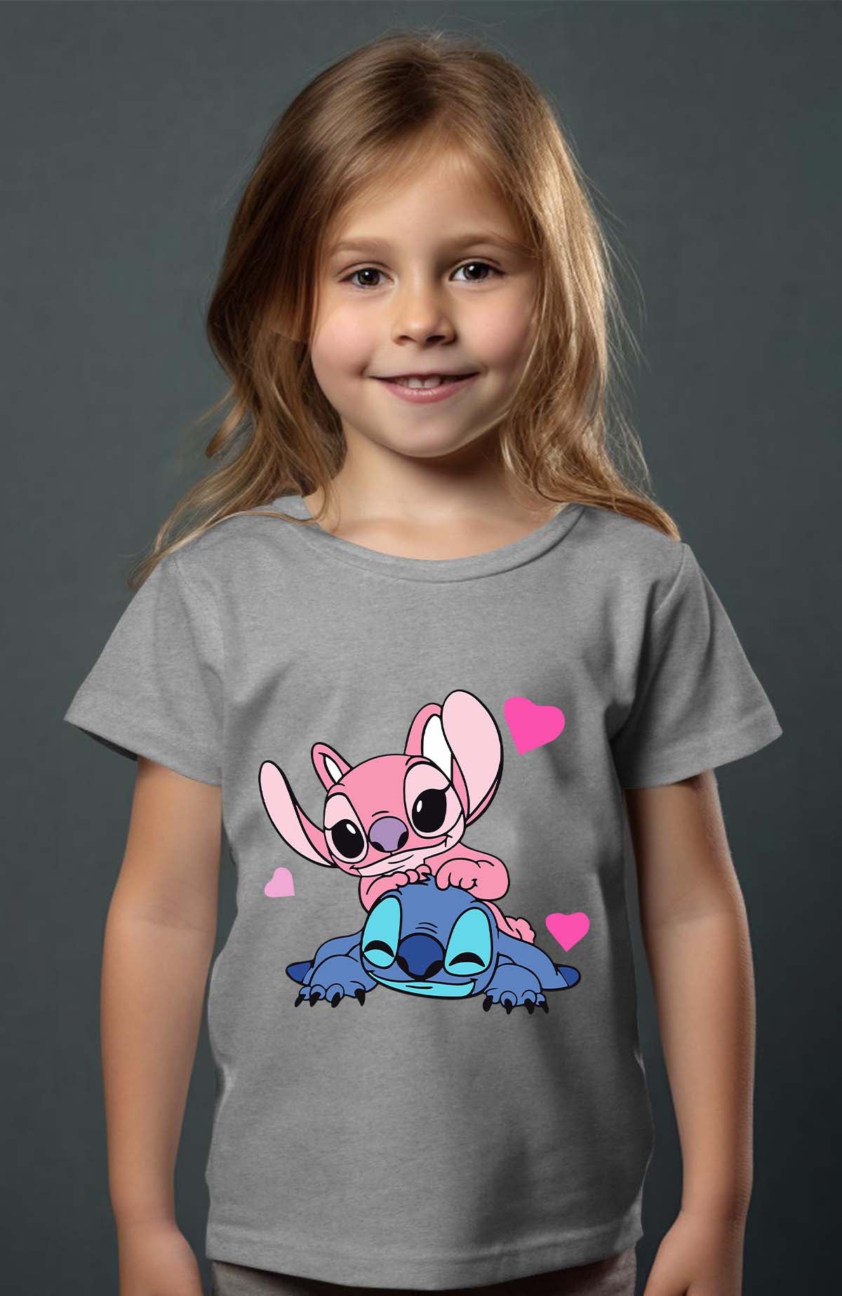 COULEUR:Gris|T-shirt Fille | Stitch bundle 209 Gris