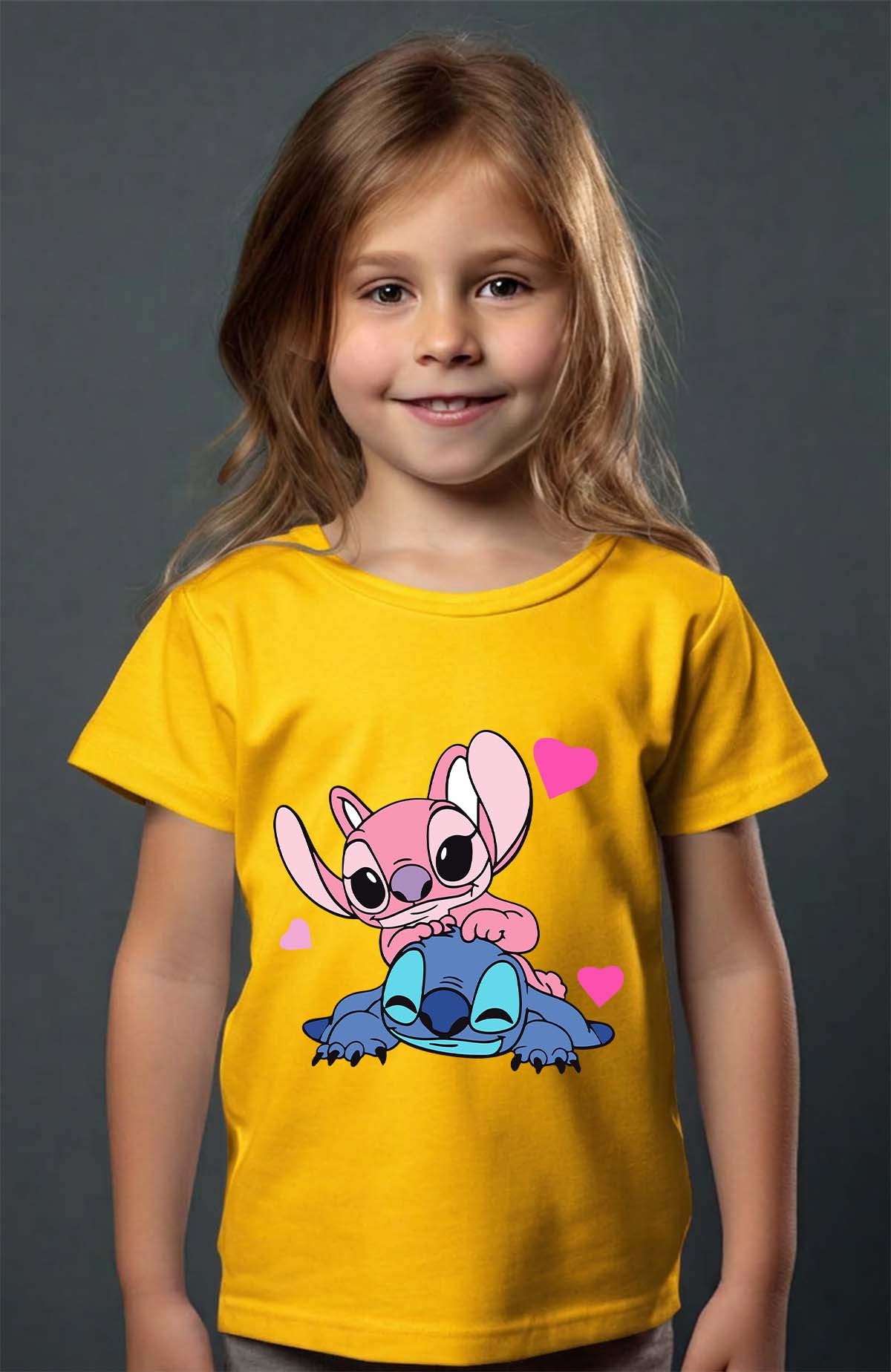 COULEUR:Jaune|T-shirt Fille | Stitch bundle 209 Jaune