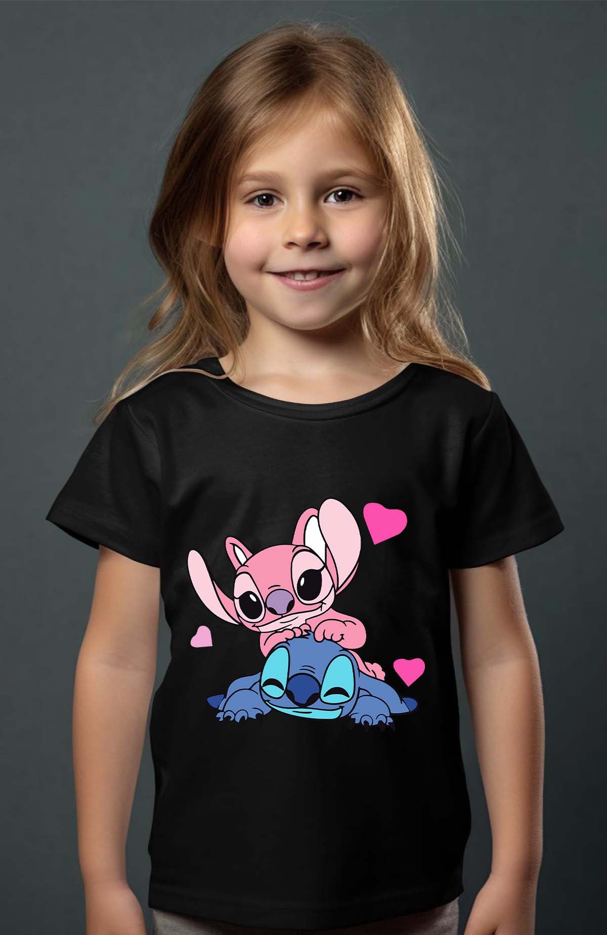 COULEUR:Noir|T-shirt Fille | Stitch bundle 209 Noir