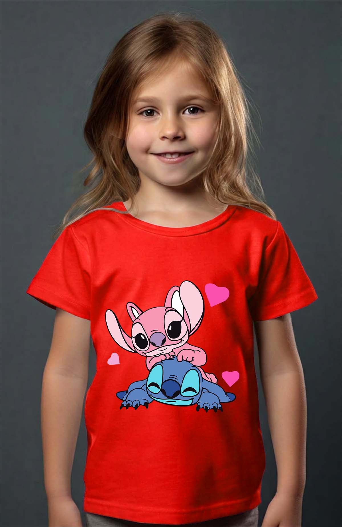 COULEUR:Rouge|T-shirt Fille | Stitch bundle 209 Rouge