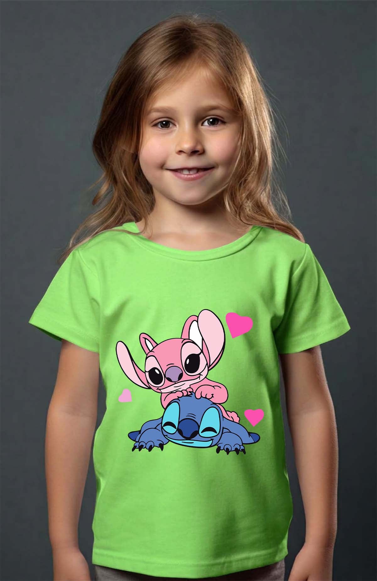 COULEUR:Vert Clair|T-shirt Fille | Stitch bundle 209 Vert Clair