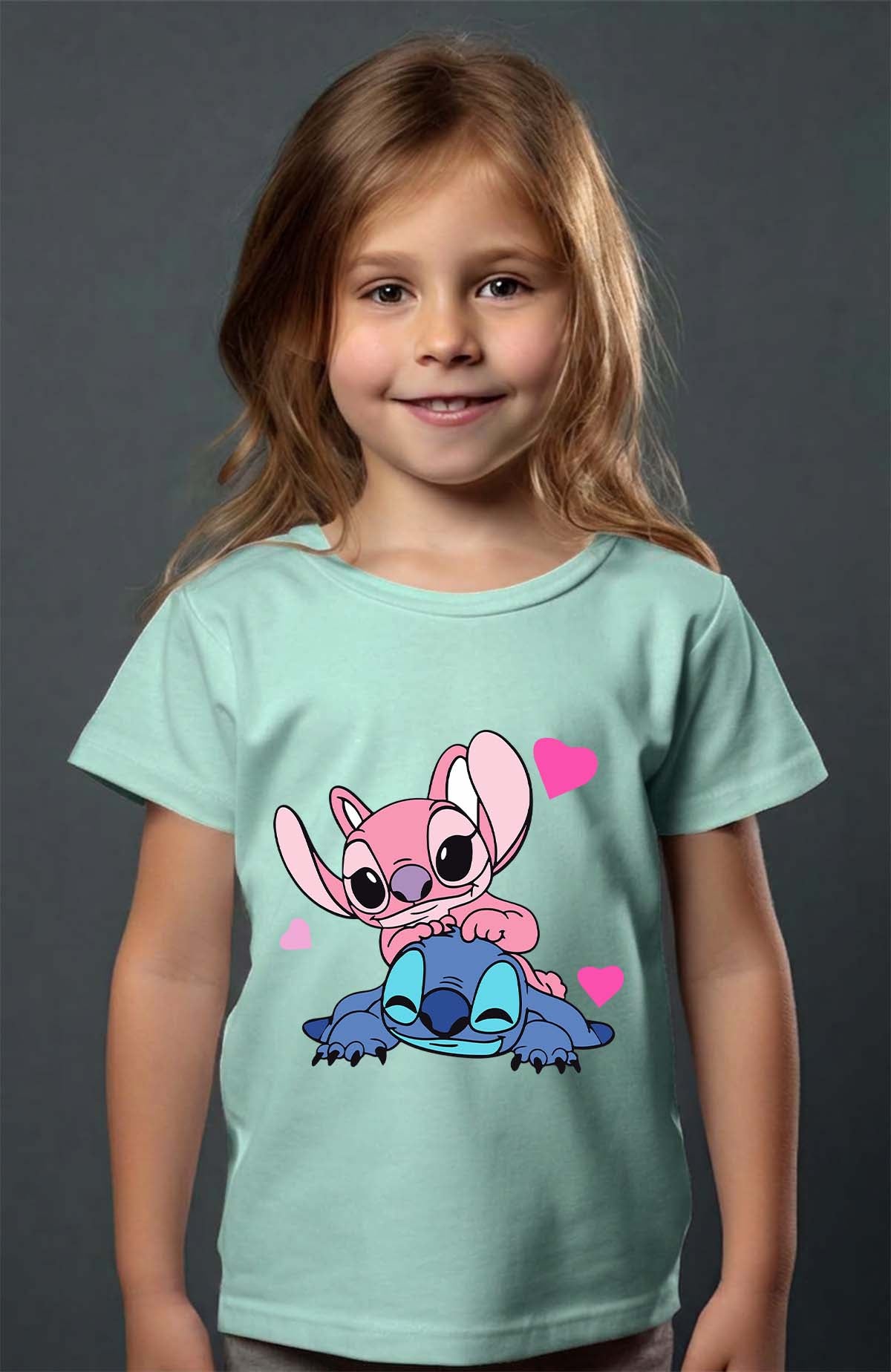 COULEUR:Vert d'eau|T-shirt Fille | Stitch bundle 209 Vert d'eau