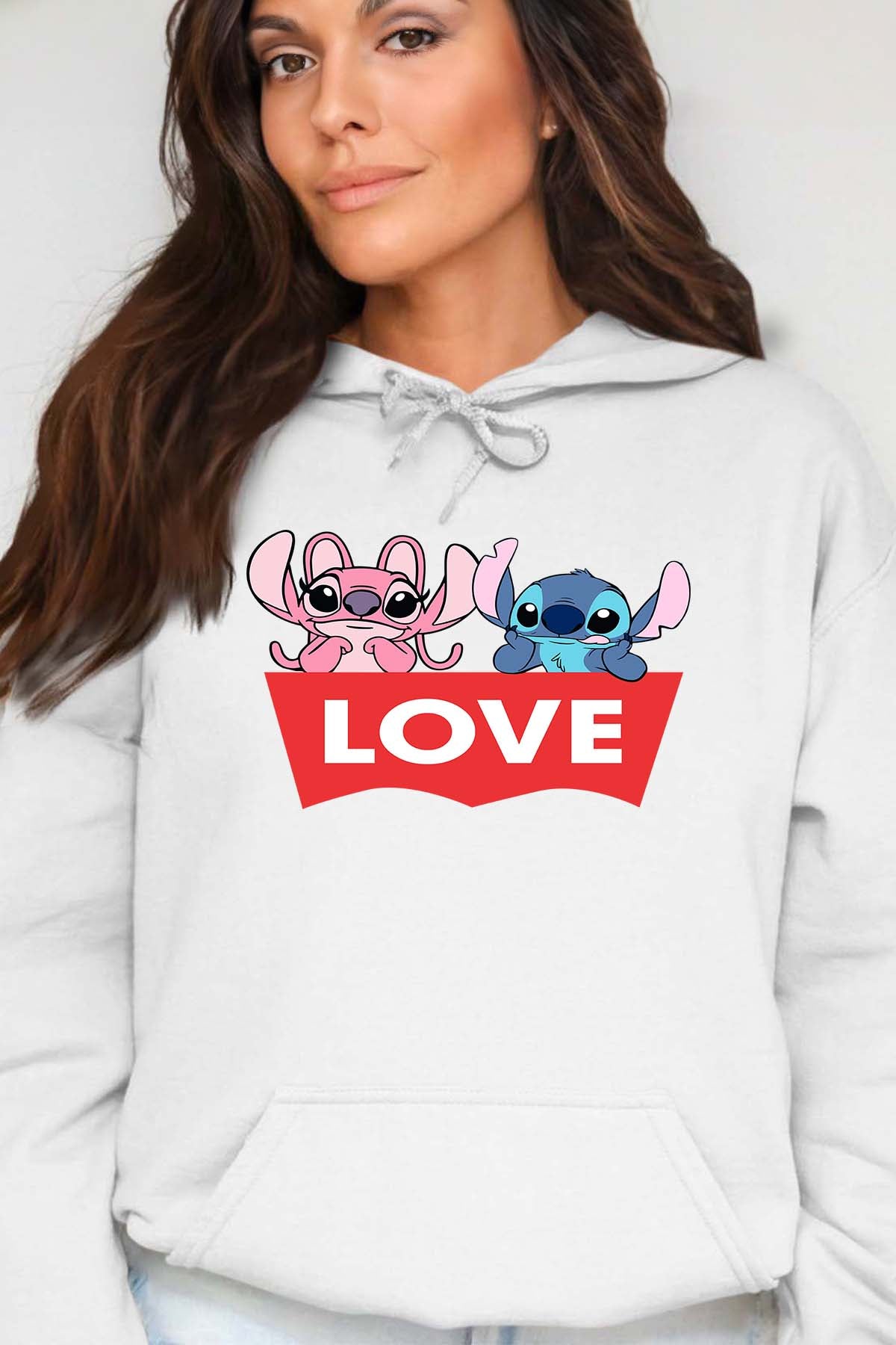 COULEUR:Blanc|Sweat Capuche Femme | Stitch bundle 217 Blanc