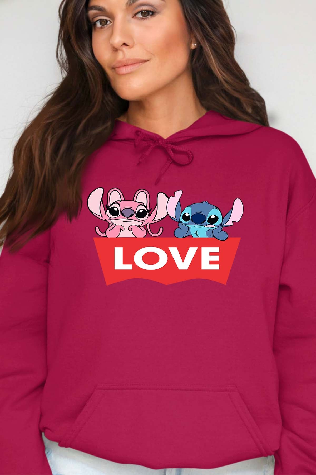 COULEUR:Bordeaux|Sweat Capuche Femme | Stitch bundle 217 Bordeaux