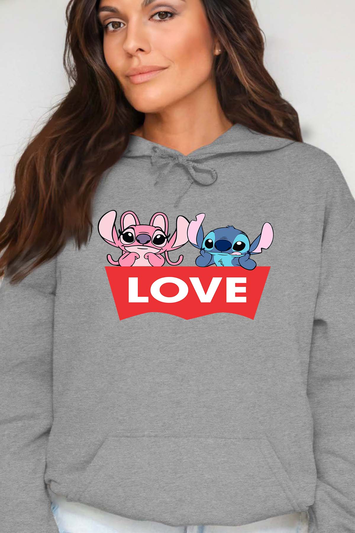 COULEUR:Gris|Sweat Capuche Femme | Stitch bundle 217 Gris