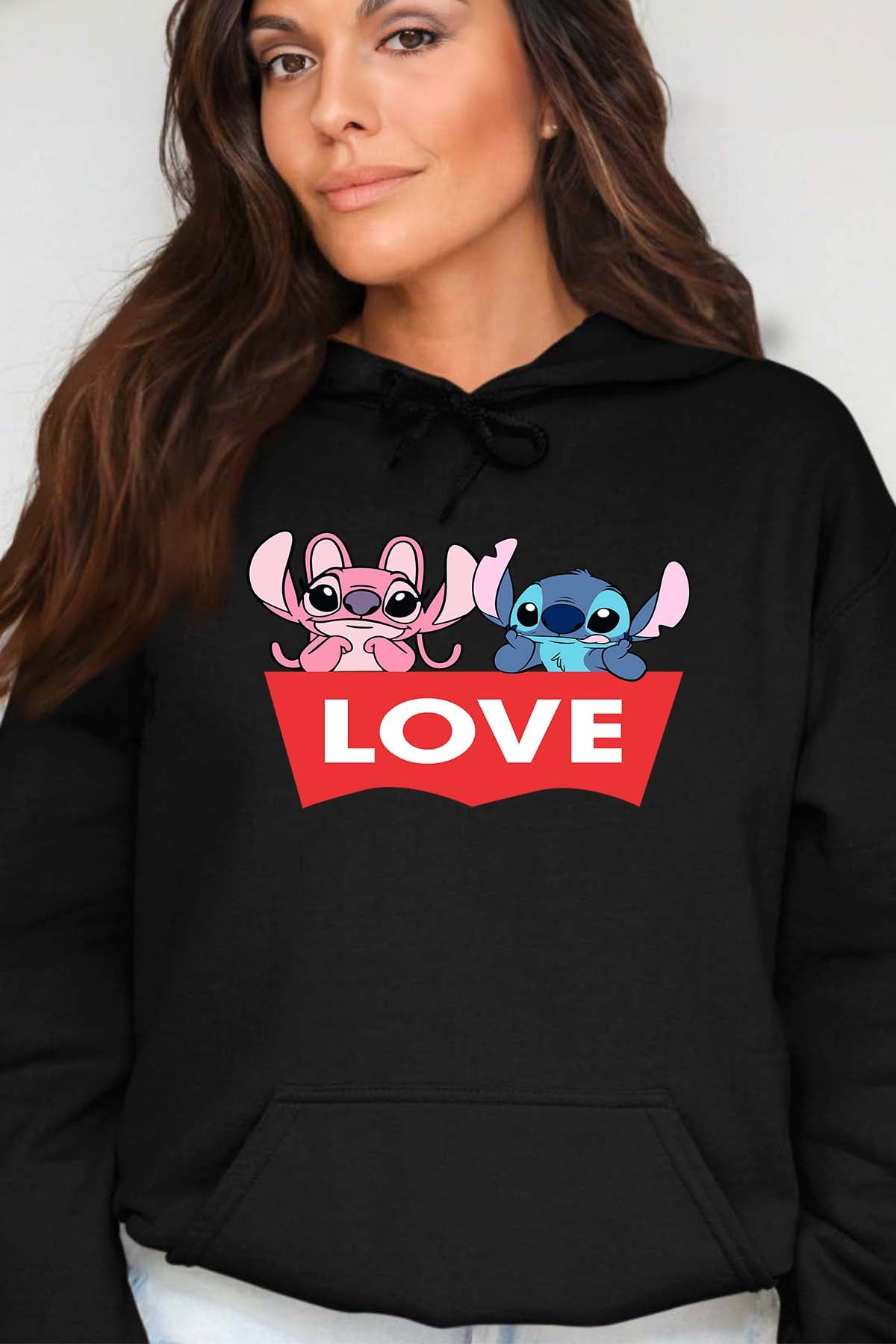 COULEUR:Noir|Sweat Capuche Femme | Stitch bundle 217 Noir