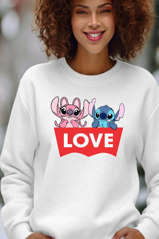 COULEUR:Blanc|Sweat Col Rond Femme | Stitch bundle 217 Blanc