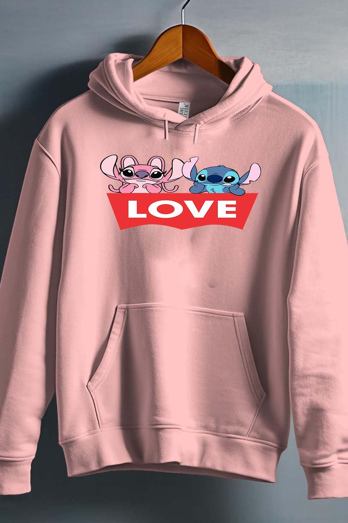 COULEUR:Rose|Sweat Capuche Fille | Stitch bundle 217 Rose