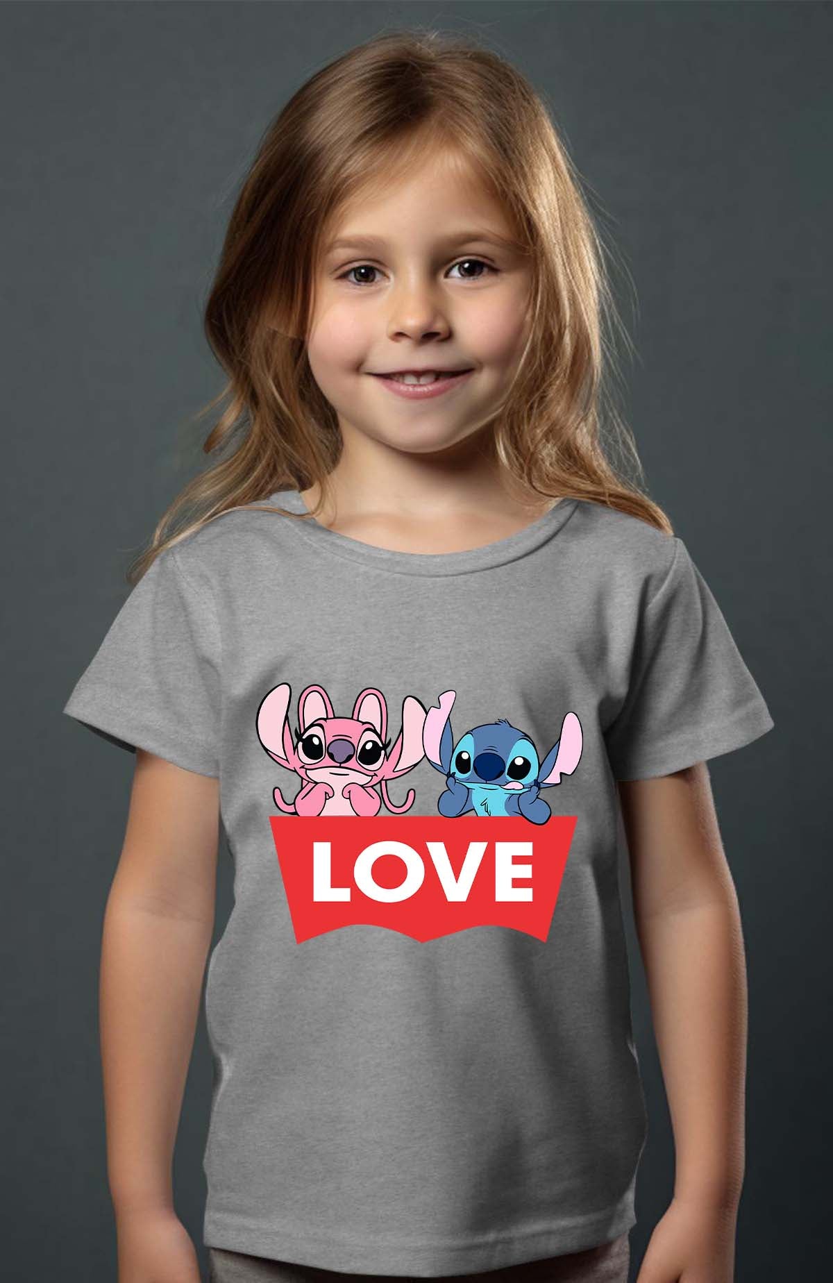 COULEUR:Gris|T-shirt Fille | Stitch bundle 217 Gris