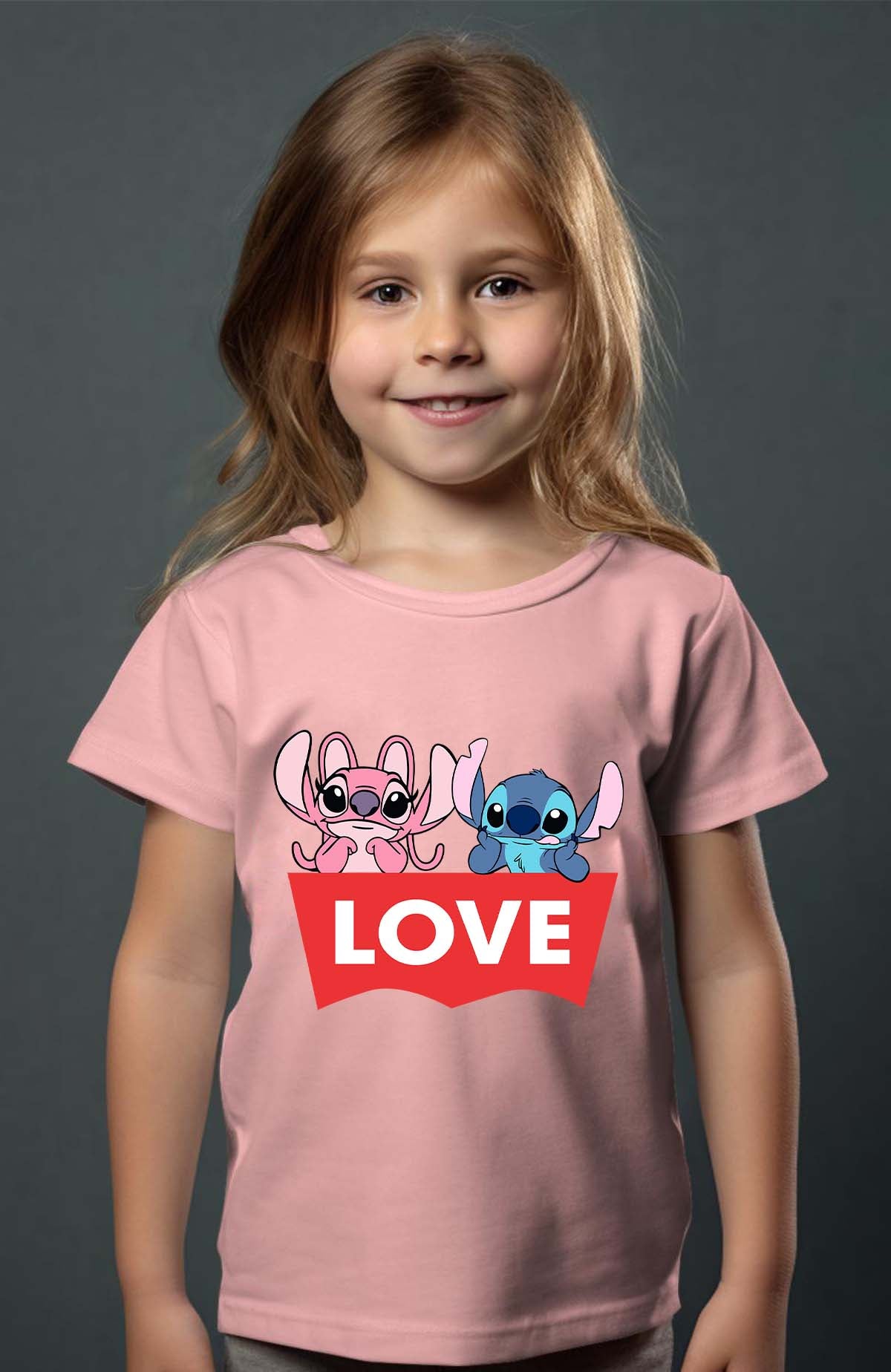 COULEUR:Rose|T-shirt Fille | Stitch bundle 217 Rose