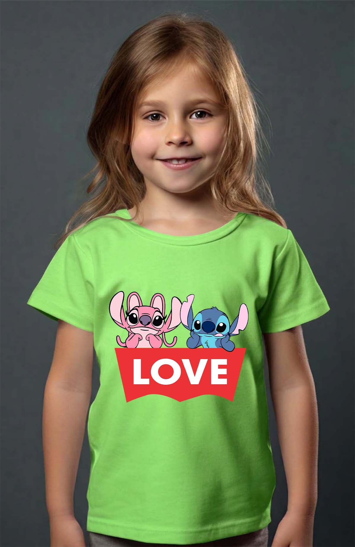 COULEUR:Vert Clair|T-shirt Fille | Stitch bundle 217 Vert Clair