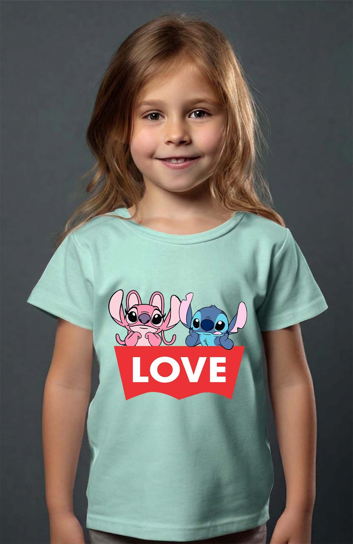 COULEUR:Vert d'eau|T-shirt Fille | Stitch bundle 217 Vert d'eau