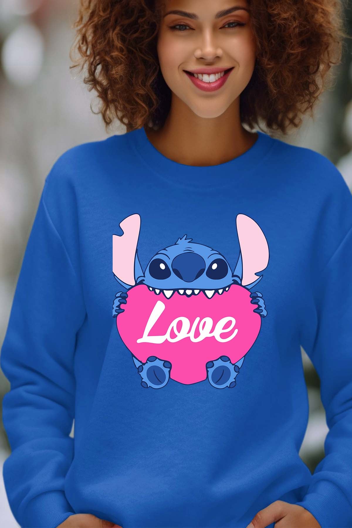 COULEUR:Bleu Roi|Sweat Col Rond Femme | Stitch bundle 226 Bleu Roi