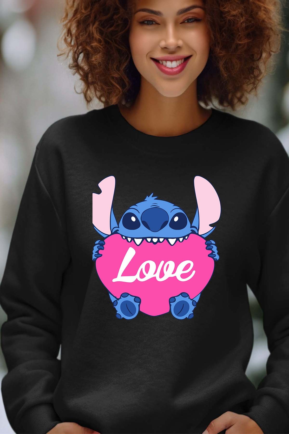COULEUR:Noir|Sweat Col Rond Femme | Stitch bundle 226 Noir