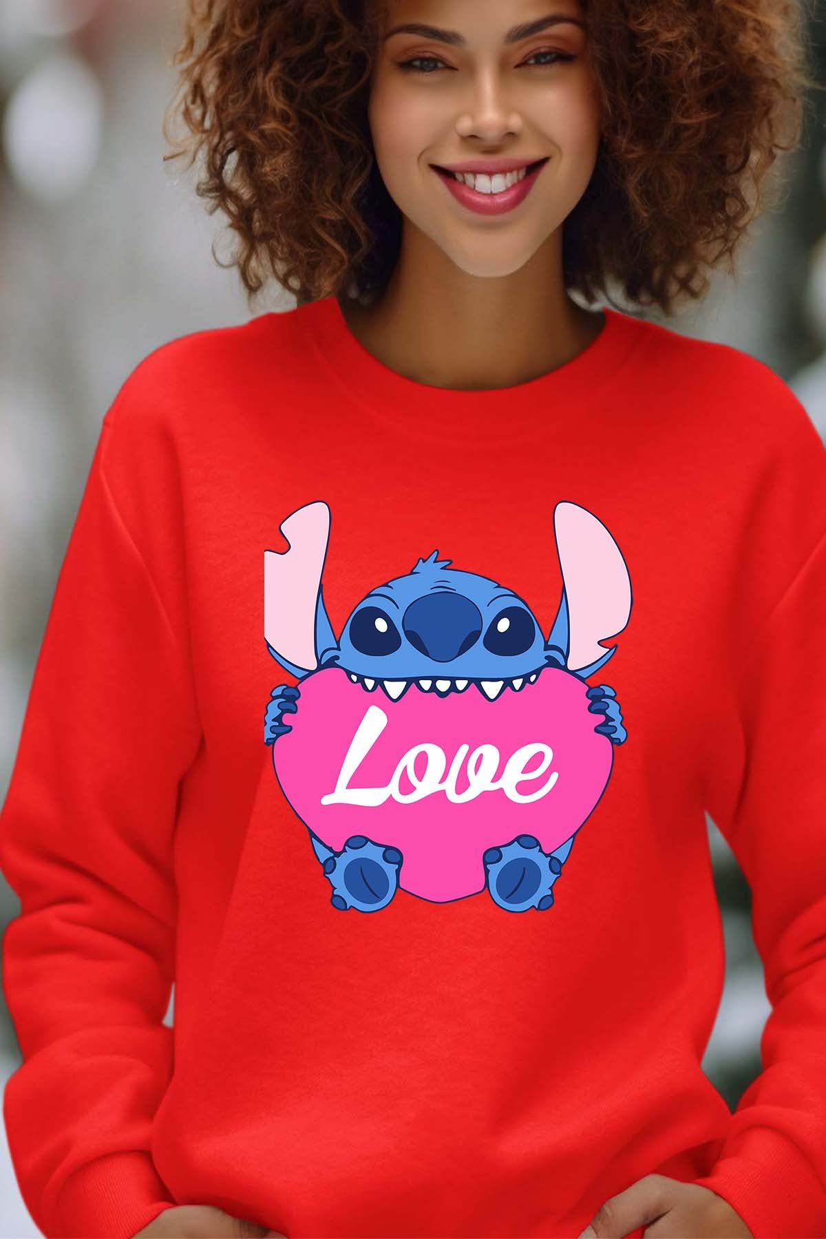COULEUR:Rouge|Sweat Col Rond Femme | Stitch bundle 226 Rouge