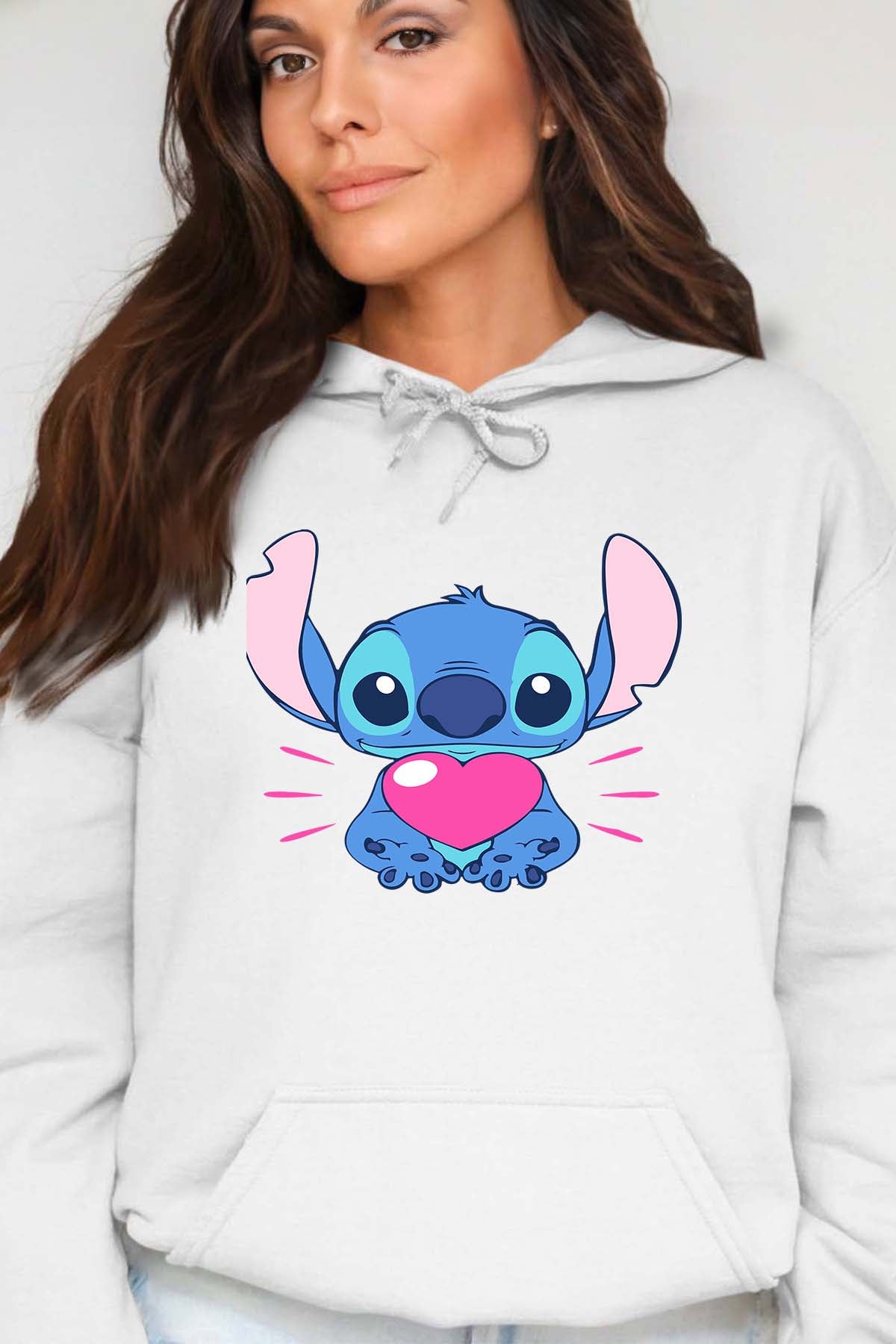 COULEUR:Blanc|Sweat Capuche Femme | Stitch bundle 227 Blanc