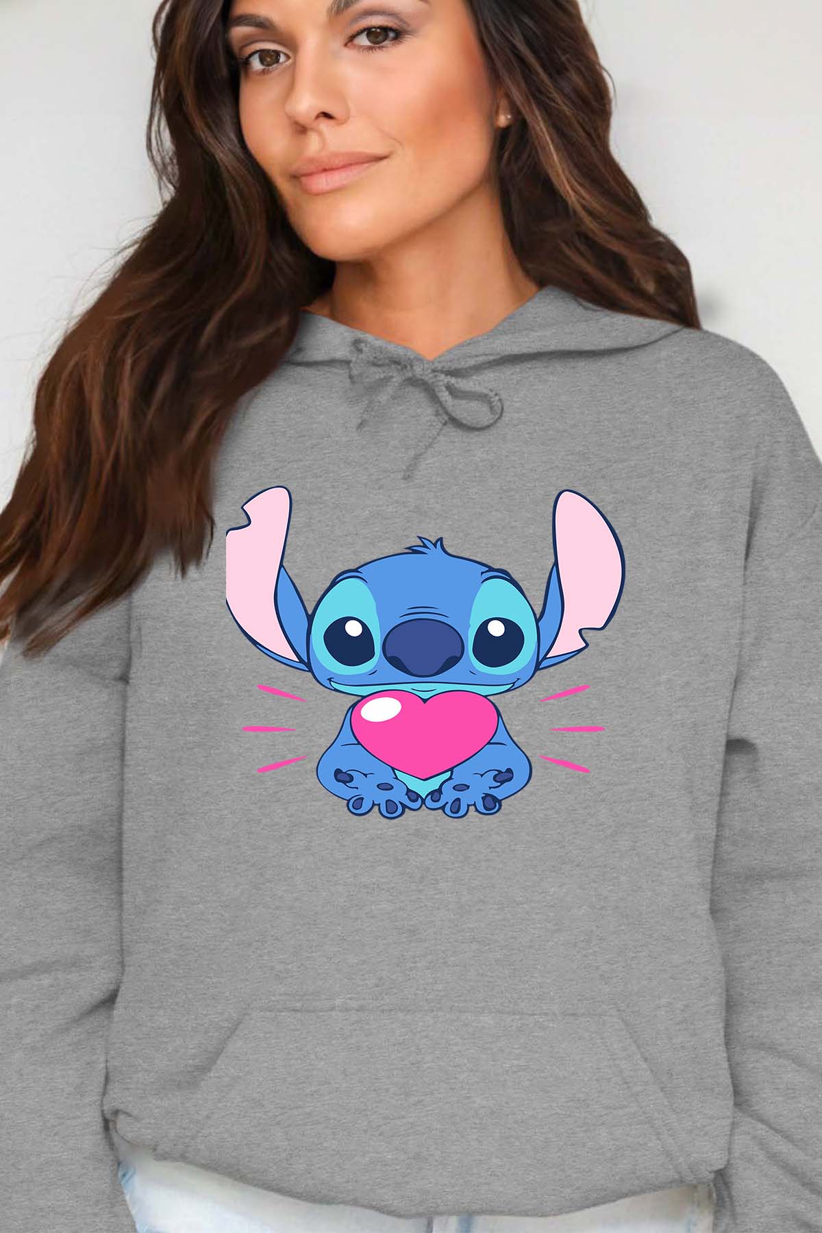 COULEUR:Gris|Sweat Capuche Femme | Stitch bundle 227 Gris