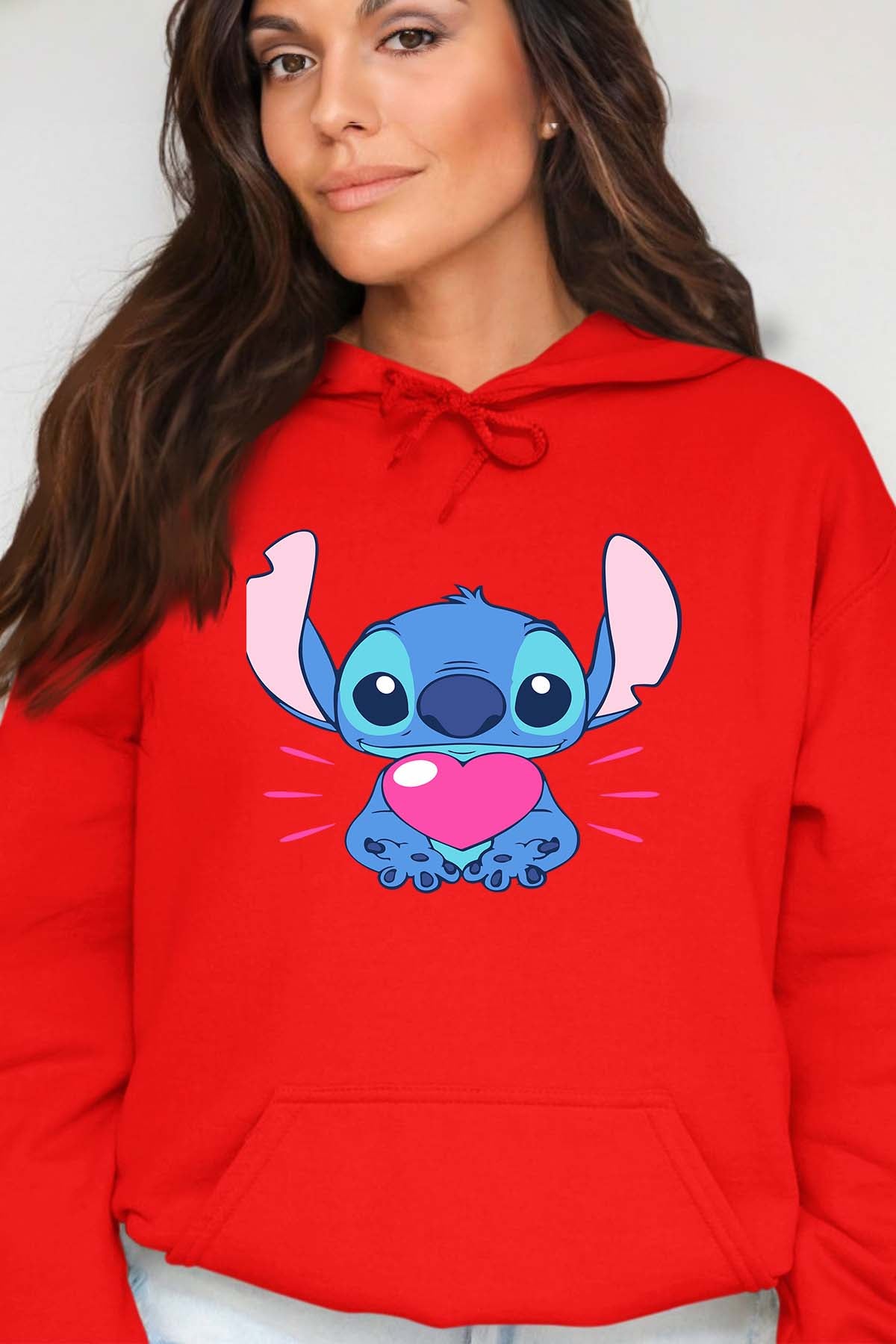 COULEUR:Rouge|Sweat Capuche Femme | Stitch bundle 227 Rouge