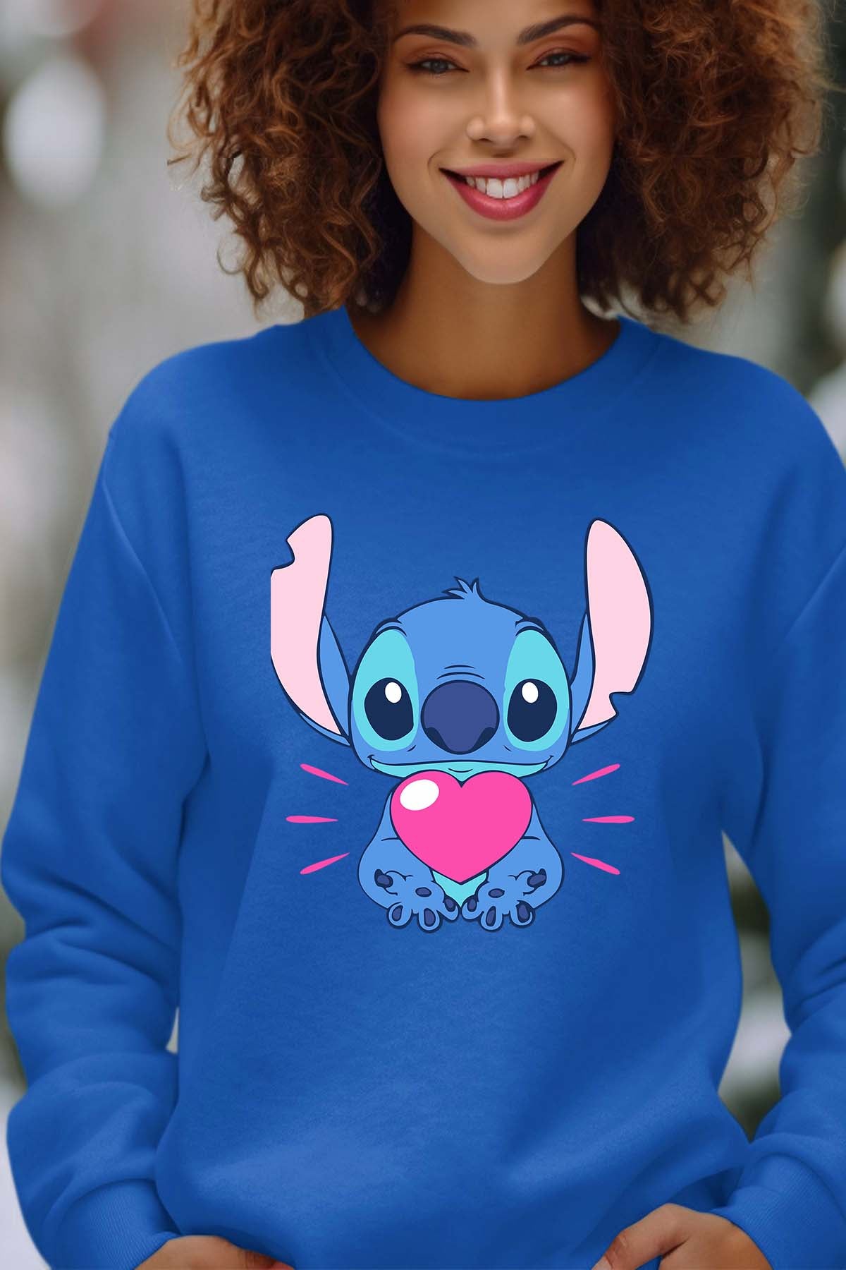 COULEUR:Bleu Roi|Sweat Col Rond Femme | Stitch bundle 227 Bleu Roi