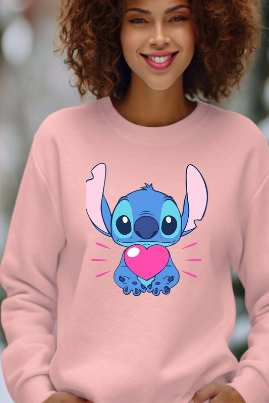 COULEUR:Rose|Sweat Col Rond Femme | Stitch bundle 227 Rose