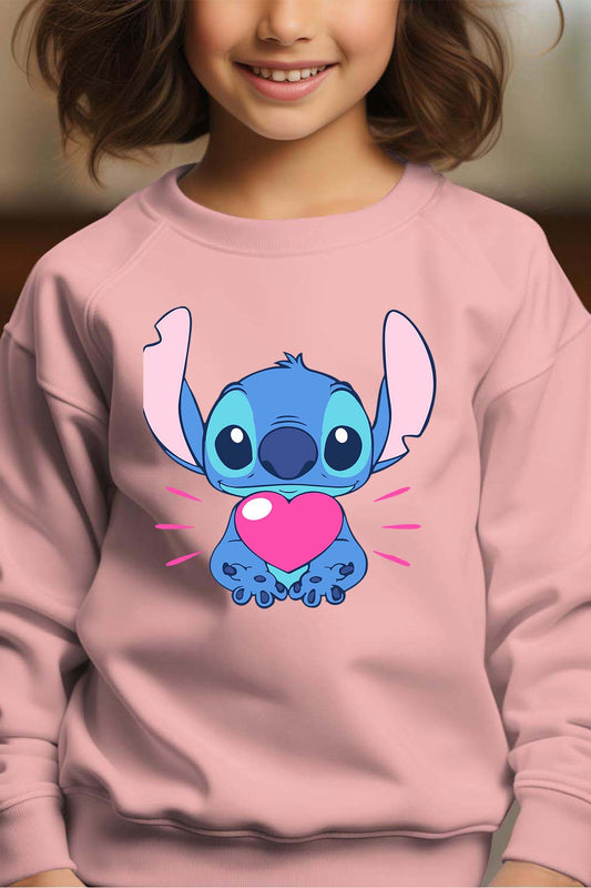 COULEUR:Rose|Sweat Col Rond Fille | Stitch bundle 227 Rose