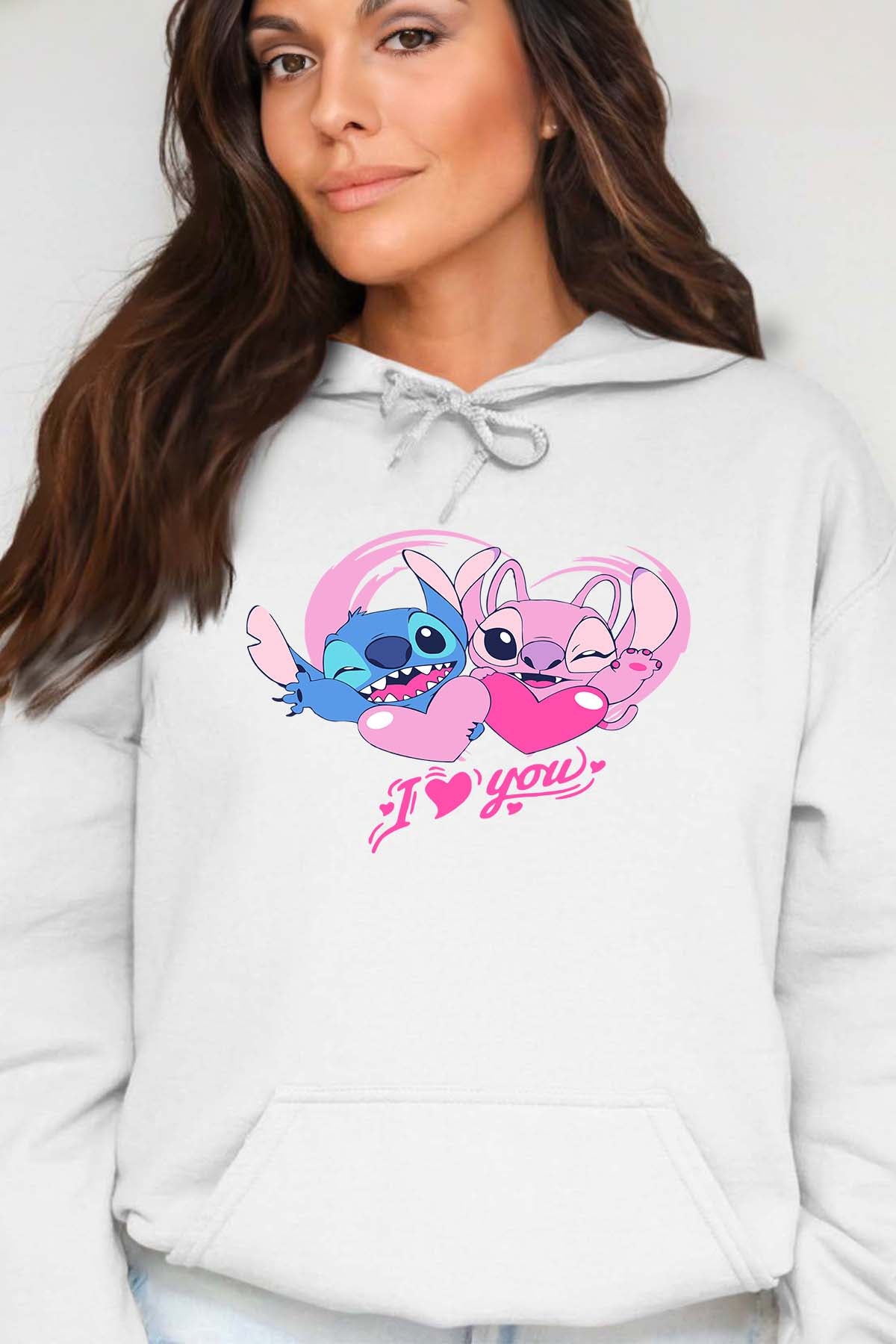 COULEUR:Blanc|Sweat Capuche Femme | Stitch bundle 228 Blanc