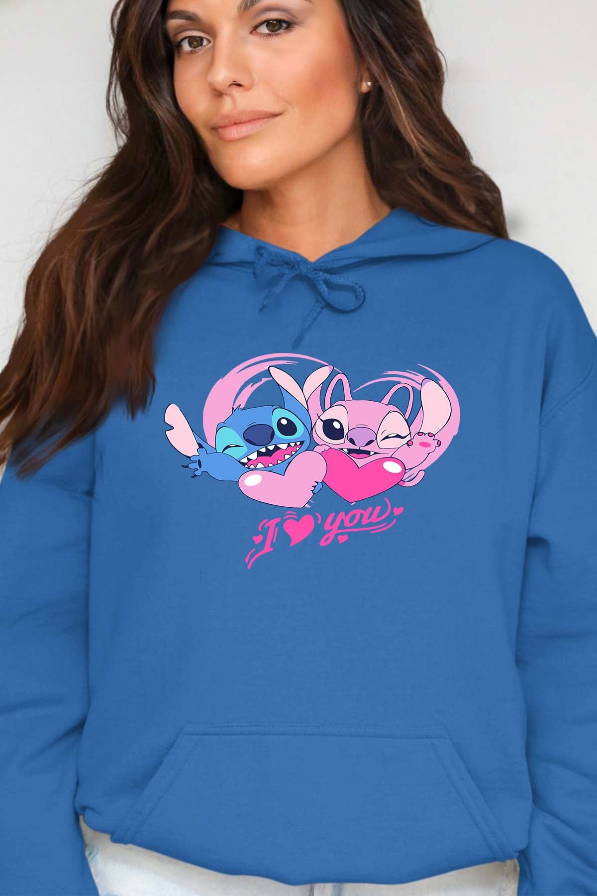 COULEUR:Bleu Roi|Sweat Capuche Femme | Stitch bundle 228 Bleu Roi