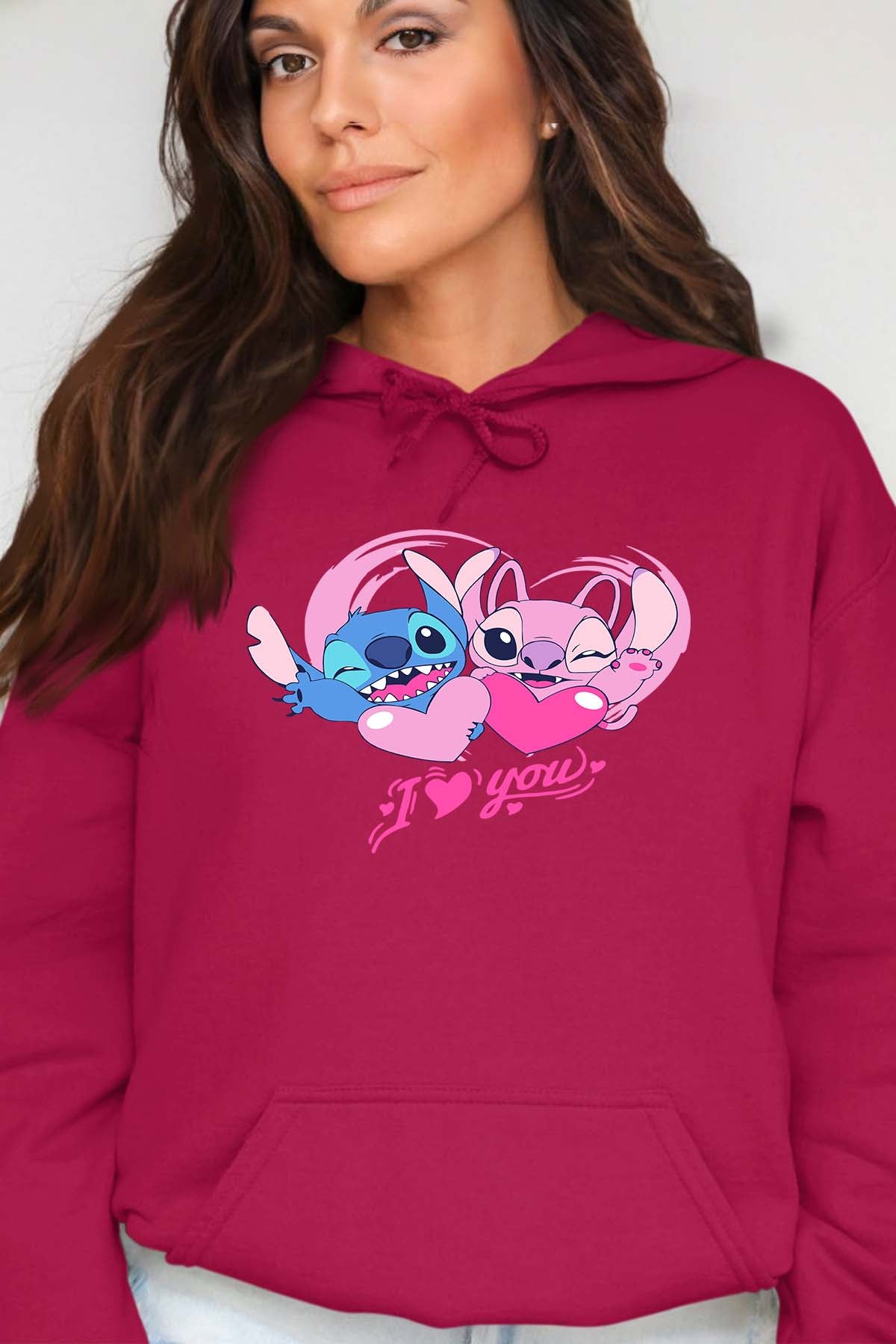 COULEUR:Bordeaux|Sweat Capuche Femme | Stitch bundle 228 Bordeaux