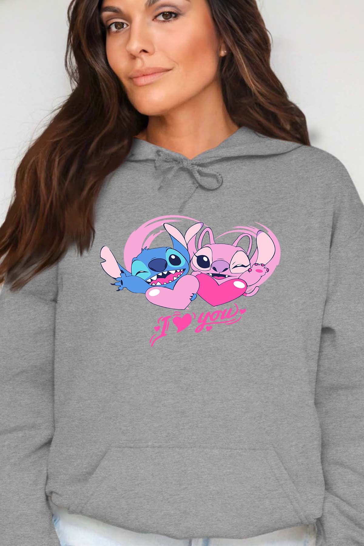 COULEUR:Gris|Sweat Capuche Femme | Stitch bundle 228 Gris