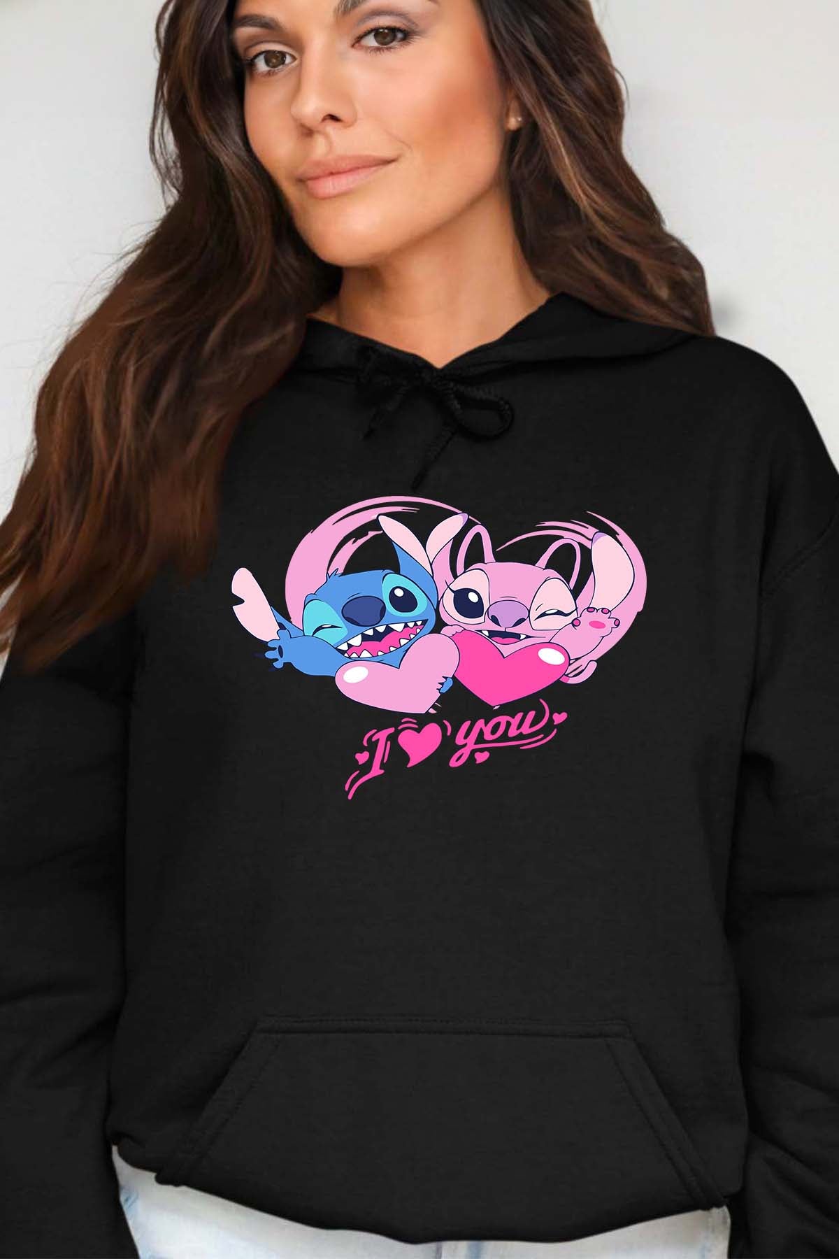 COULEUR:Noir|Sweat Capuche Femme | Stitch bundle 228 Noir